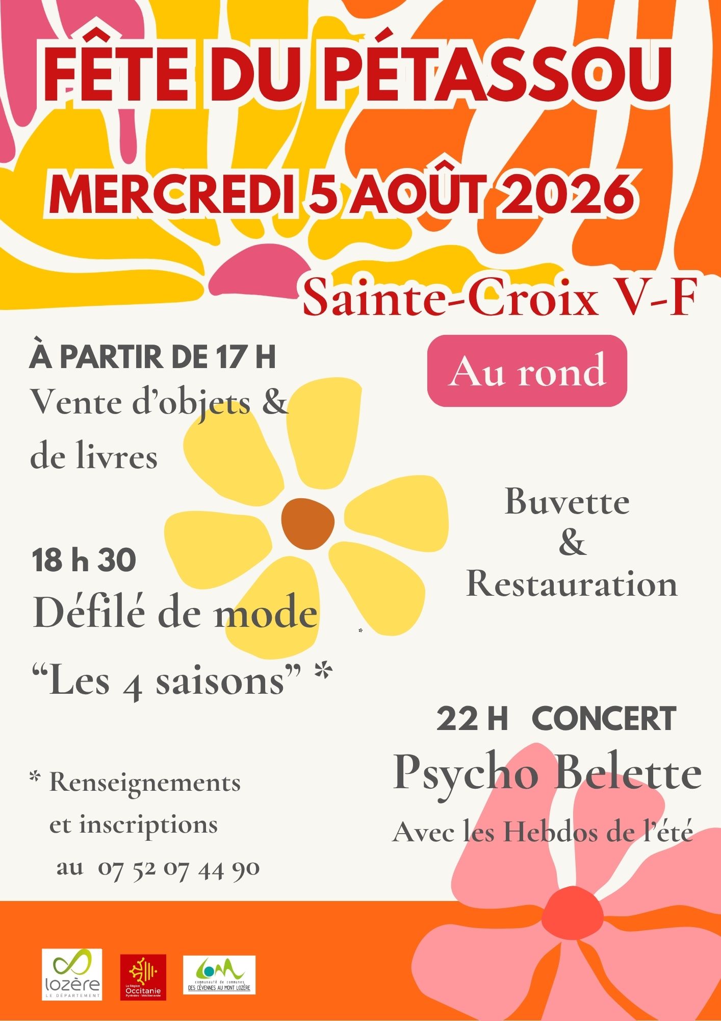 Jaune Orange et Rose Dynamique Fête de lÉté Affiche